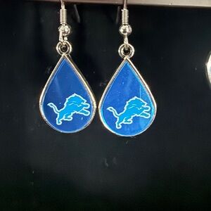 Blue Teardrop Detroit Lions Earrings
